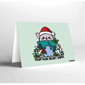 Mukagraf Christmas From Your Secret Santa Full Colours Illustration Greeting Card (17 x 11.5cm)
