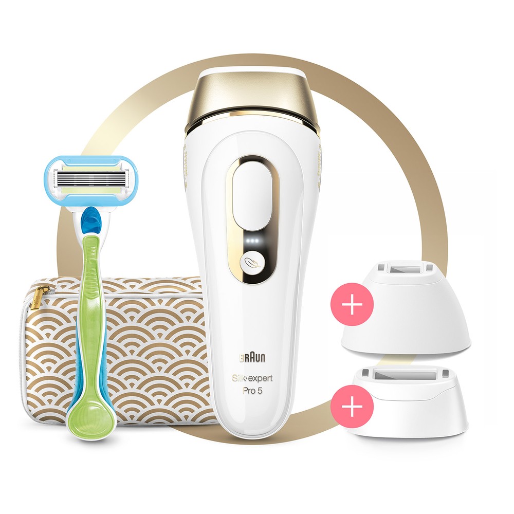 Braun PL5237 Silk-Expert Pro 5 IPL Hair Removal System with Wide Head/Precision Head/Venus Extra Smooth Razor/Premium Beauty Pouch