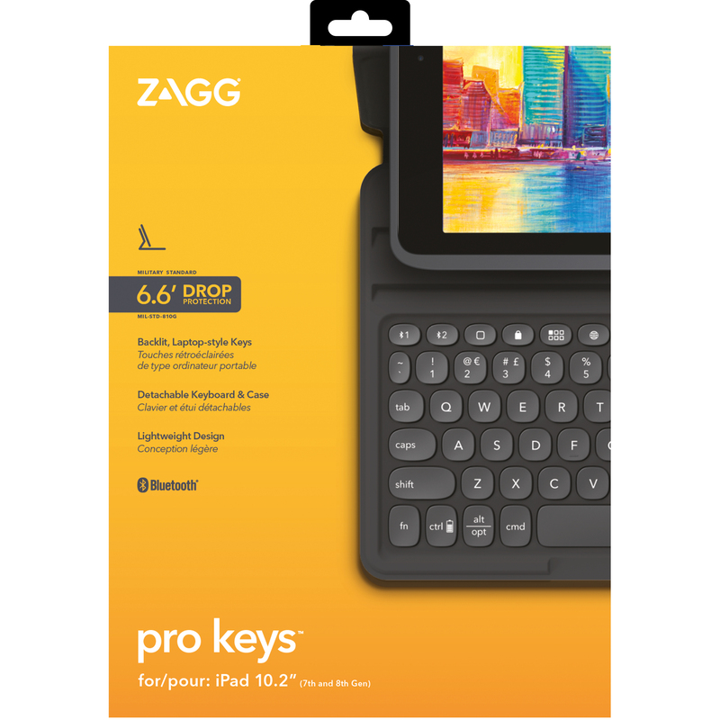 ZAGG Pro Keys Wireless Keyboard - UK and Detachable Case for iPad 10.2-Inch
