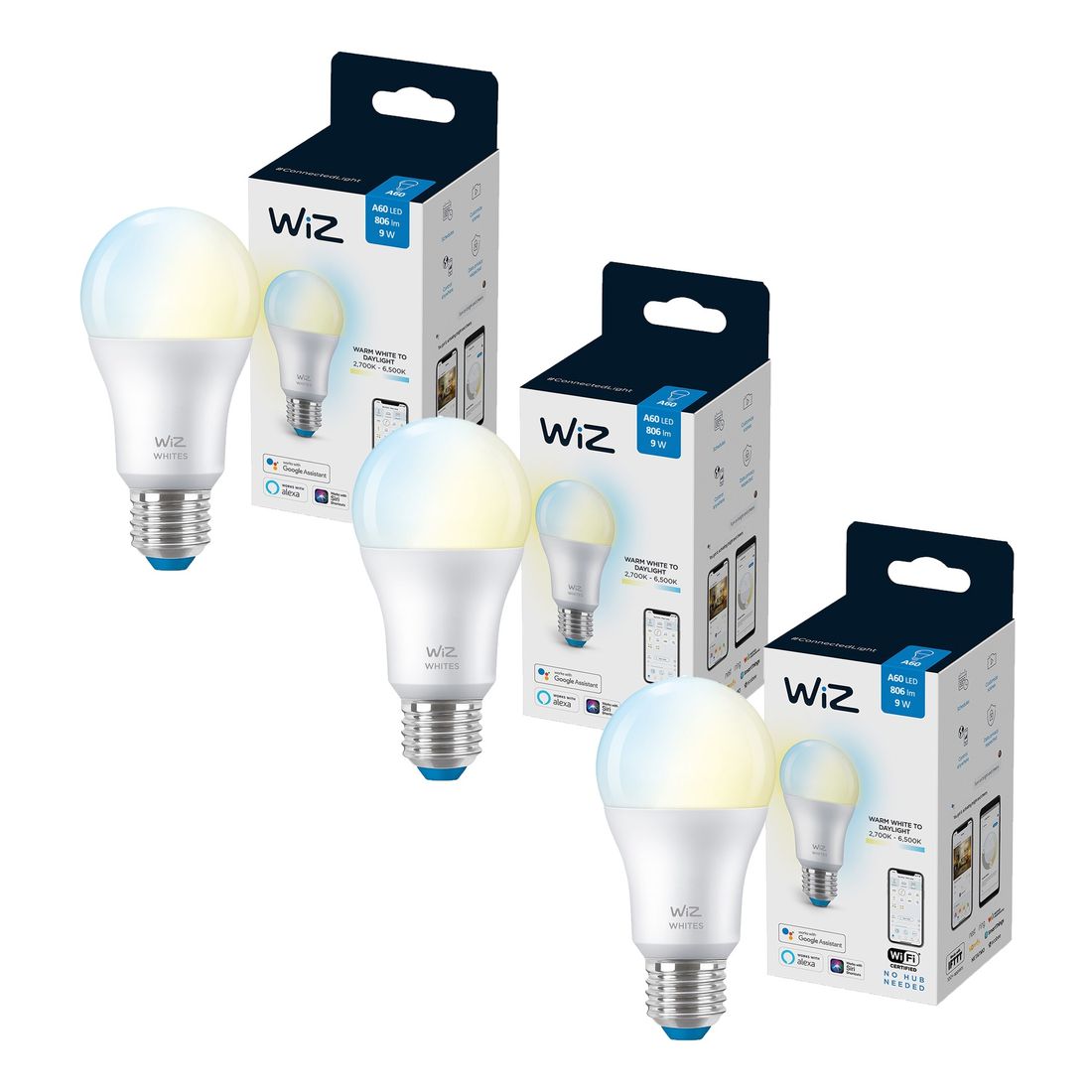 WiZ Bulb A60 E27 Tunable White - Pack of 3 (Bundle)