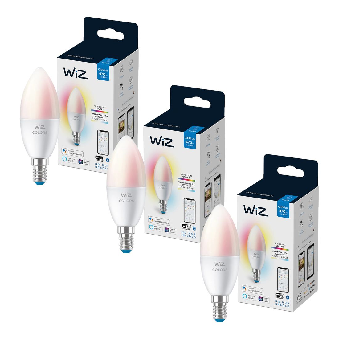 WiZ Candle C37 E14 Full Color - Pack of 3 (Bundle)