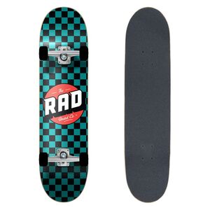 Rad Dude Crew Skateboard Checkers Black/Teal (7.25-Inch)