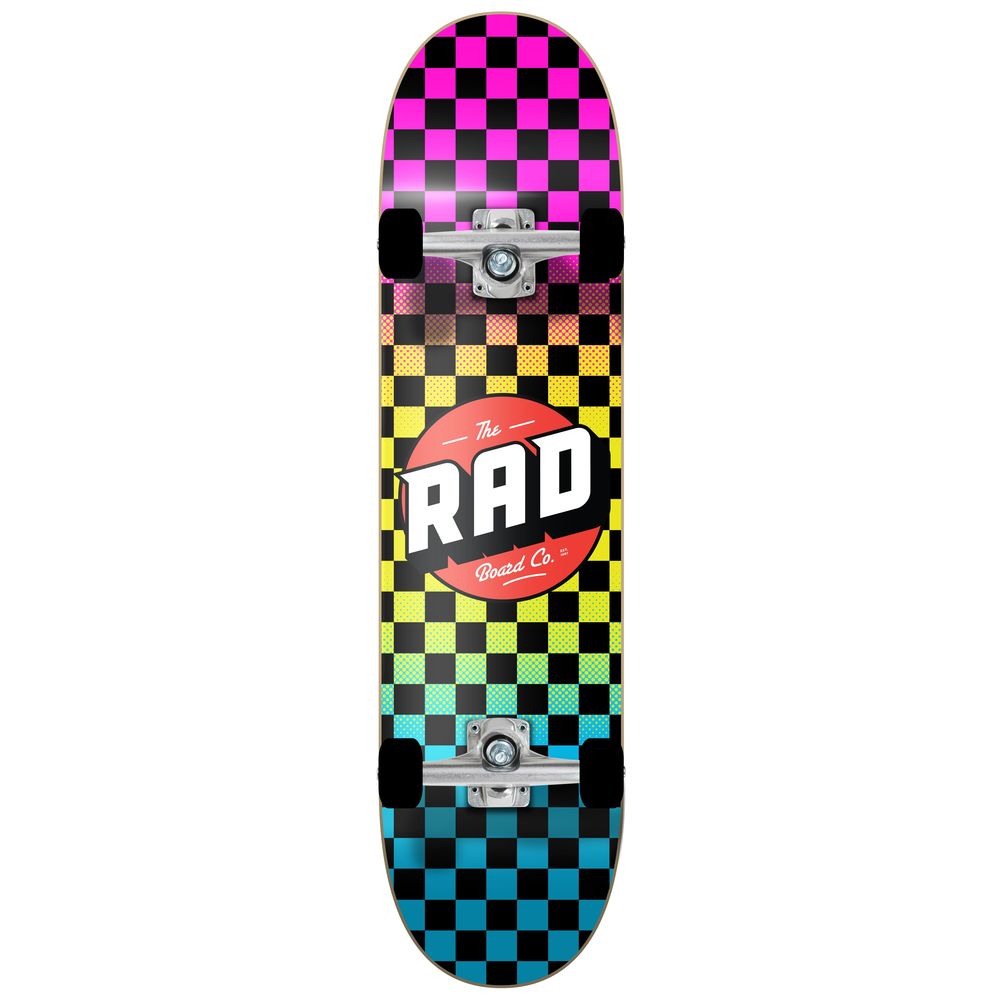 Rad Dude Crew Skateboard Checkers Neon Fade (7.75-Inch)