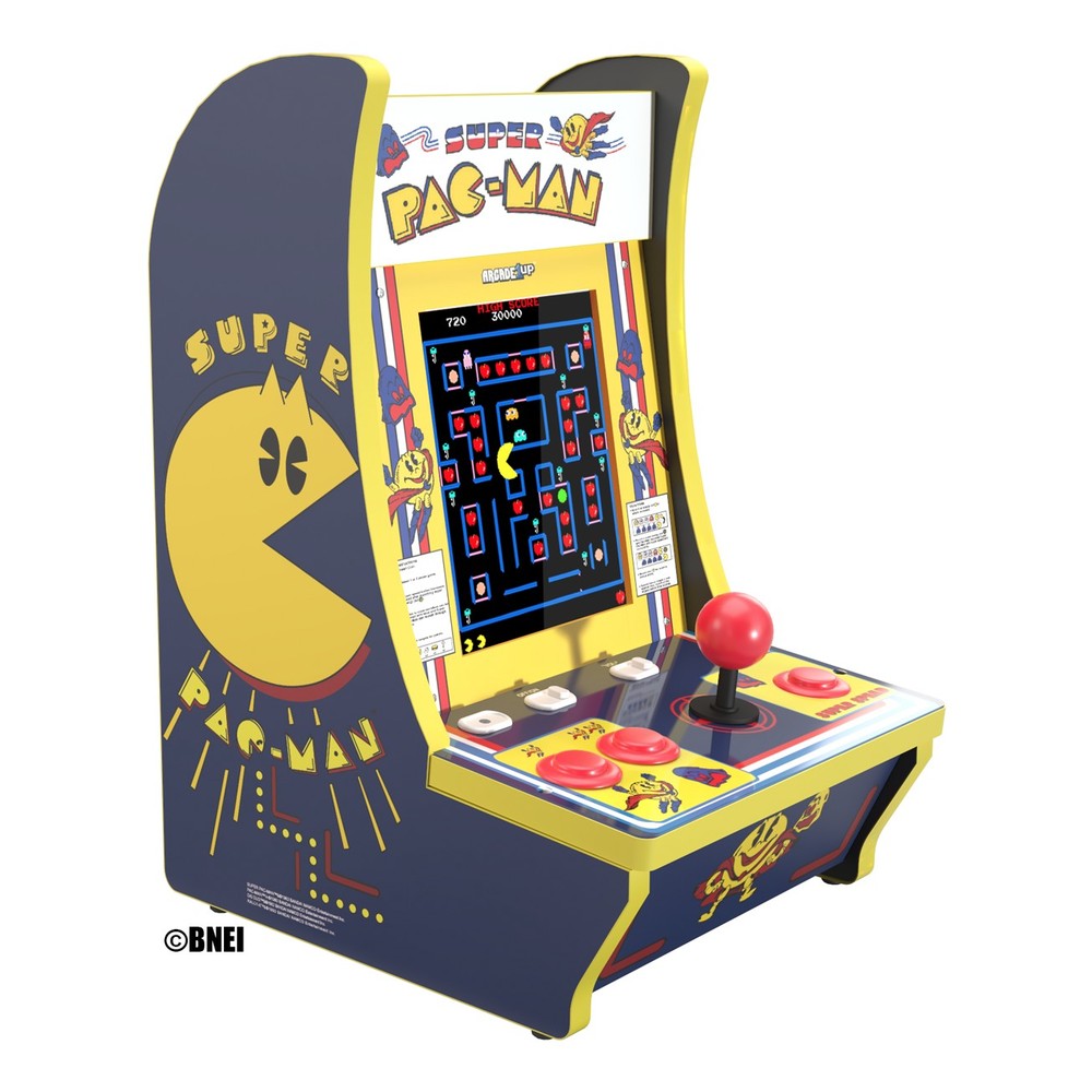 Arcade1Up Super Pac-Man Counter Cades with Lit Marquee and Headphone Jack