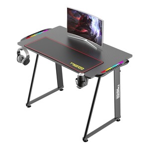 Twisted Minds A Shaped Gaming Desk Carbon Fiber Texture With RGB Light