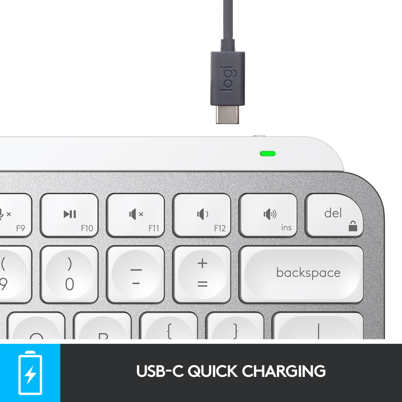 Logitech MX Keys Mini Wireless Illuminated Keyboard - (US International) - Pale Grey