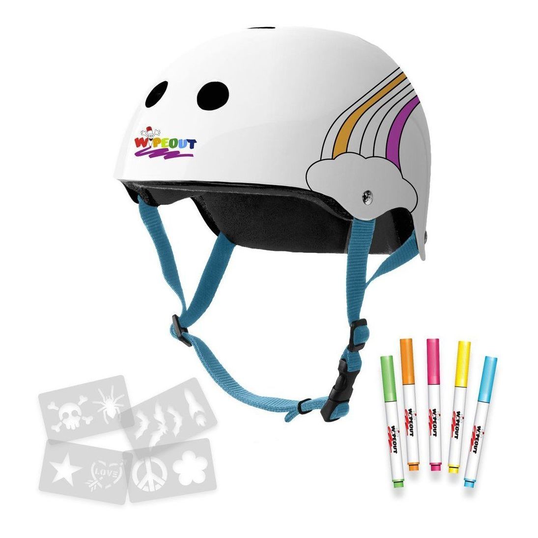 Wipeout Dry Erase Kids' Helmet White Rainbow 5+ Wp4049
