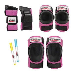 Wipeout Dry Erase Kids' Pads Pink WP4107 (3 Pairs) (Knee/Elbow/Wrist) (Ages 5+)