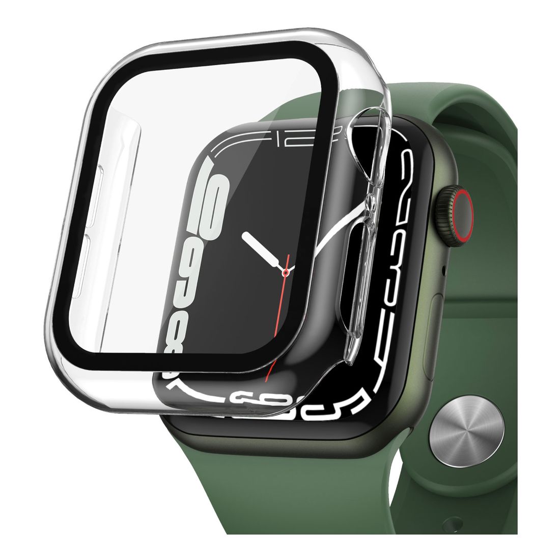 HYPHEN 9H Tempered Glass PC Case Transparent for Apple Watch Series 7 41mm