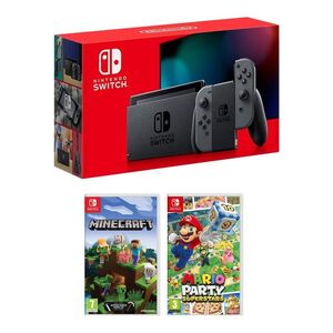 Nintendo Switch Extended Battery Console Grey Joy-Con + Mario Party Superstars + Minecraft