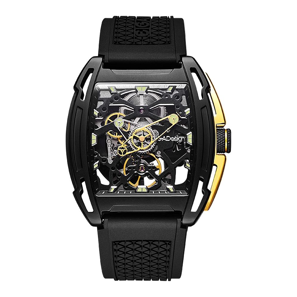 Ciga Design Z-Series Exploration Automatic Mechanical Skeleton Wristwatch Black Gold