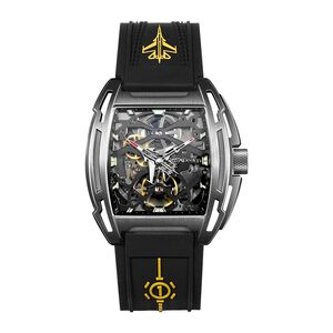 Ciga Design Aircraft Carrier Automatic Mechanical Skeleton Wrist Watch - Black