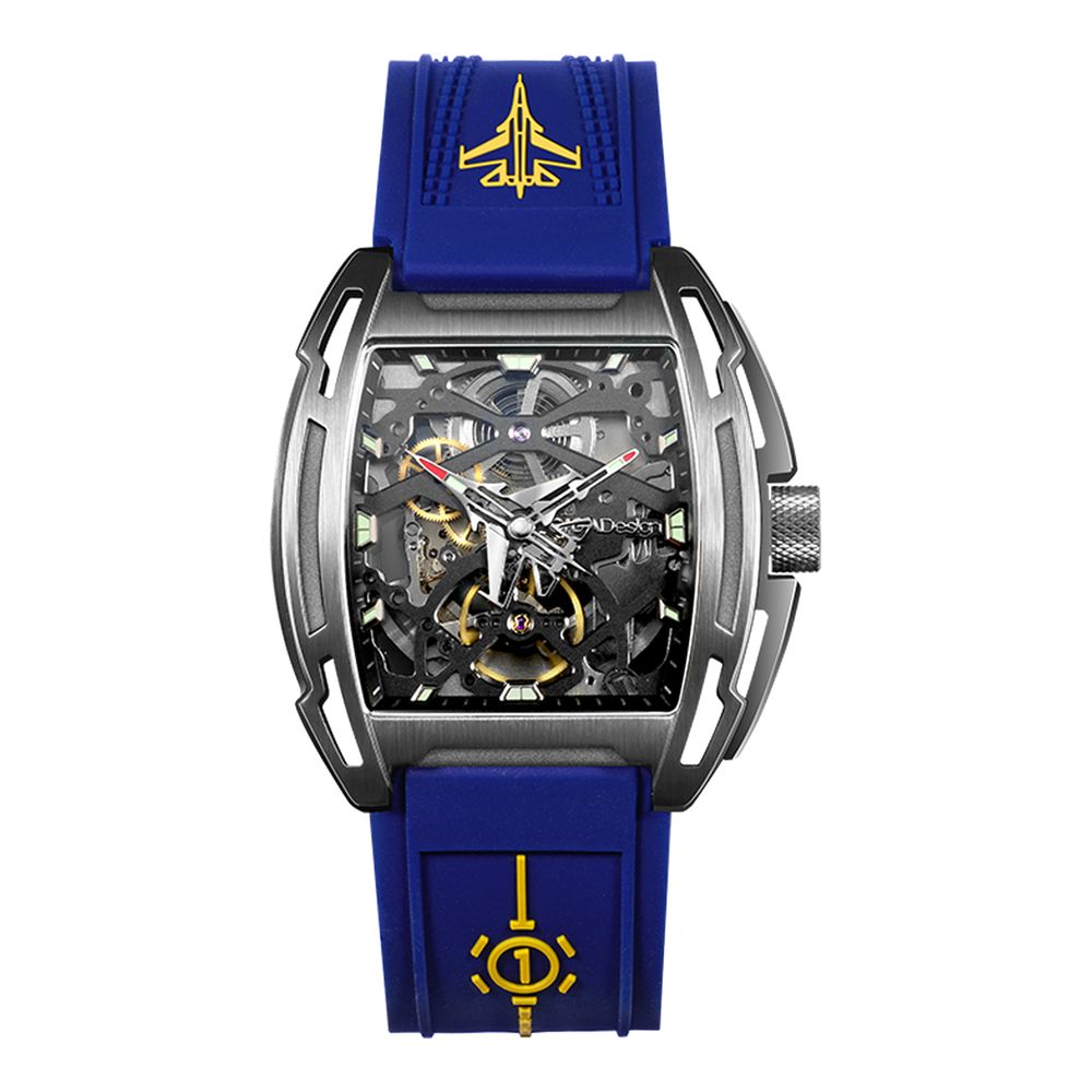 Ciga Design Aircraft Carrier Automatic Mechanical Skeleton Wrist Watch - Blue