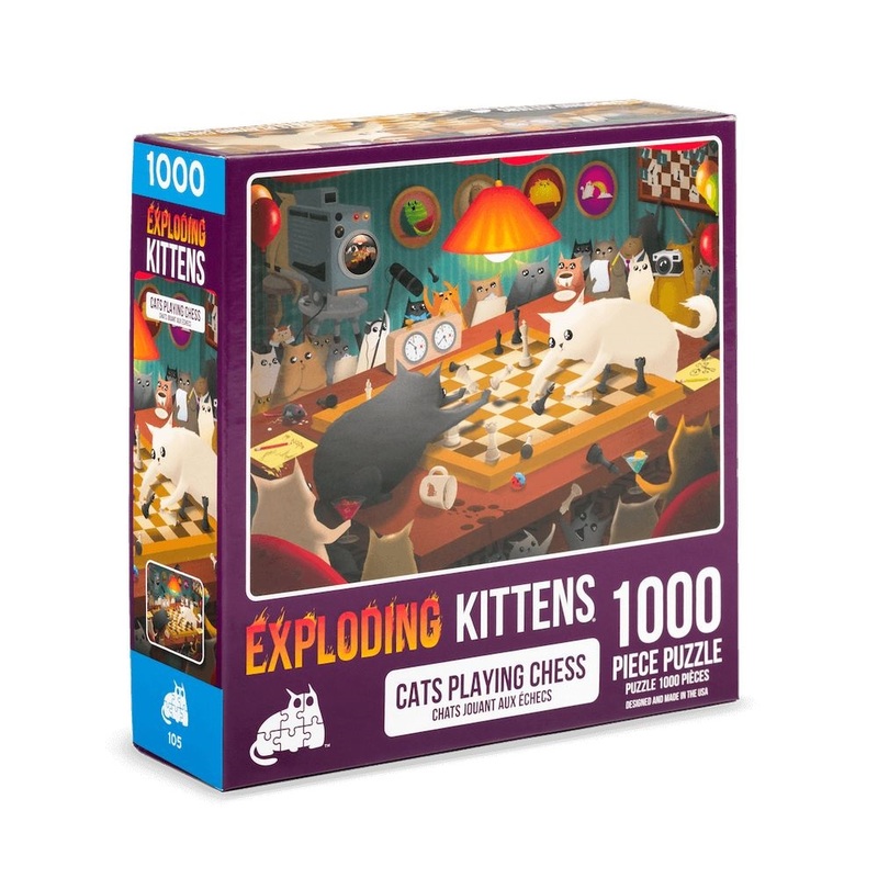 Exploding Kittens Cats Playing Chess Jigsaw Puzzle (1000 Pieces)