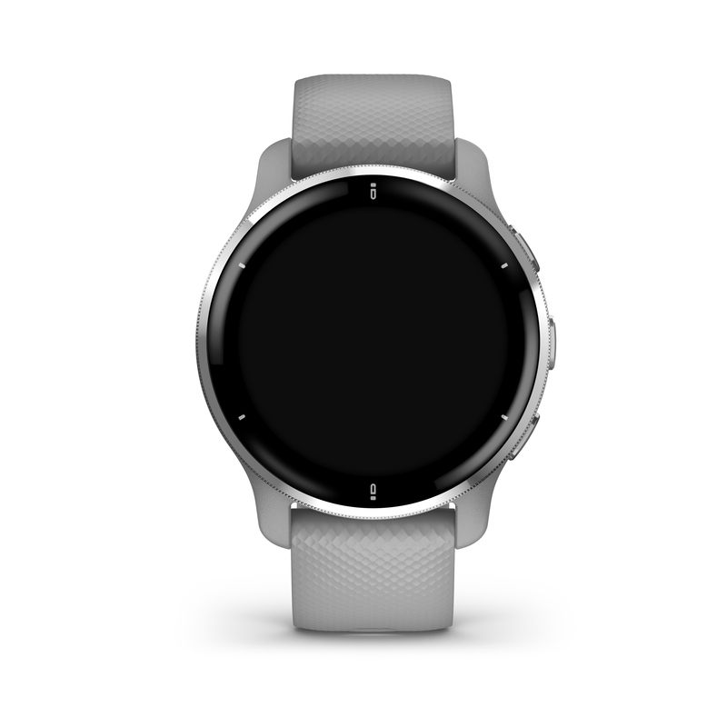 Garmin Venu 2 Plus Silver Stainless Steel Bezel with Powder Grey Case and Silicone Band Smart Watch