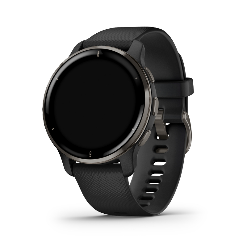 Garmin Venu 2 Plus Slate Stainless Steel Bezel with Black Case and Silicone Band Smartwatch
