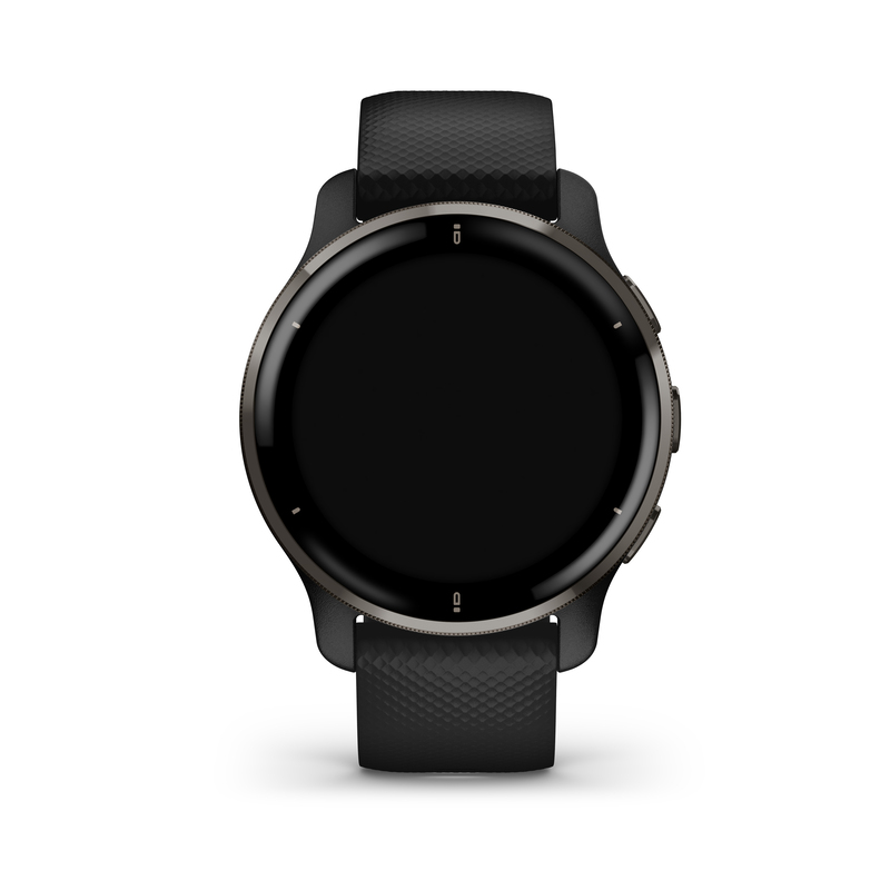Garmin Venu 2 Plus Slate Stainless Steel Bezel with Black Case and Silicone Band Smart Watch