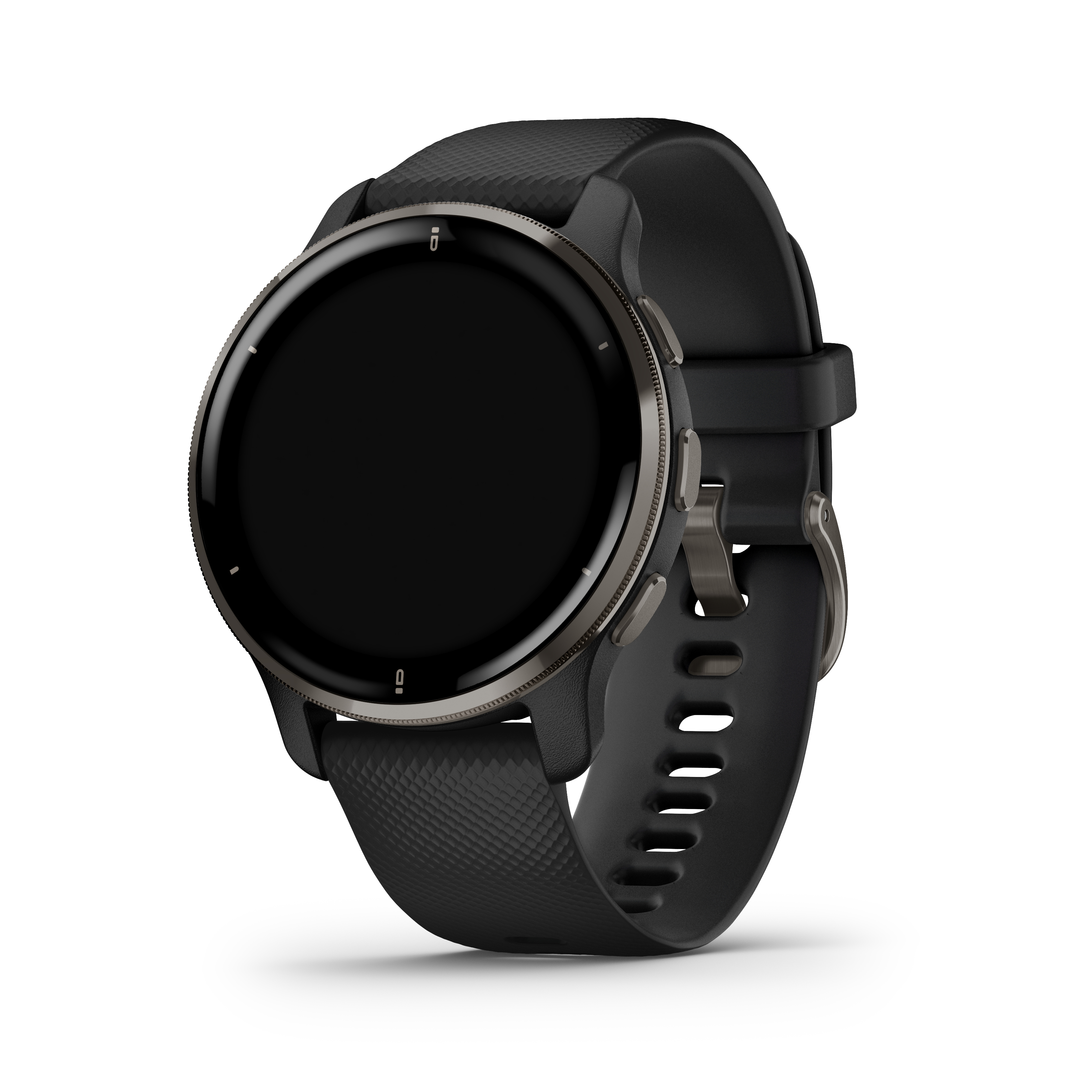 Garmin Venu 2 Plus Slate Stainless Steel Bezel with Black Case and Silicone Band Smart Watch