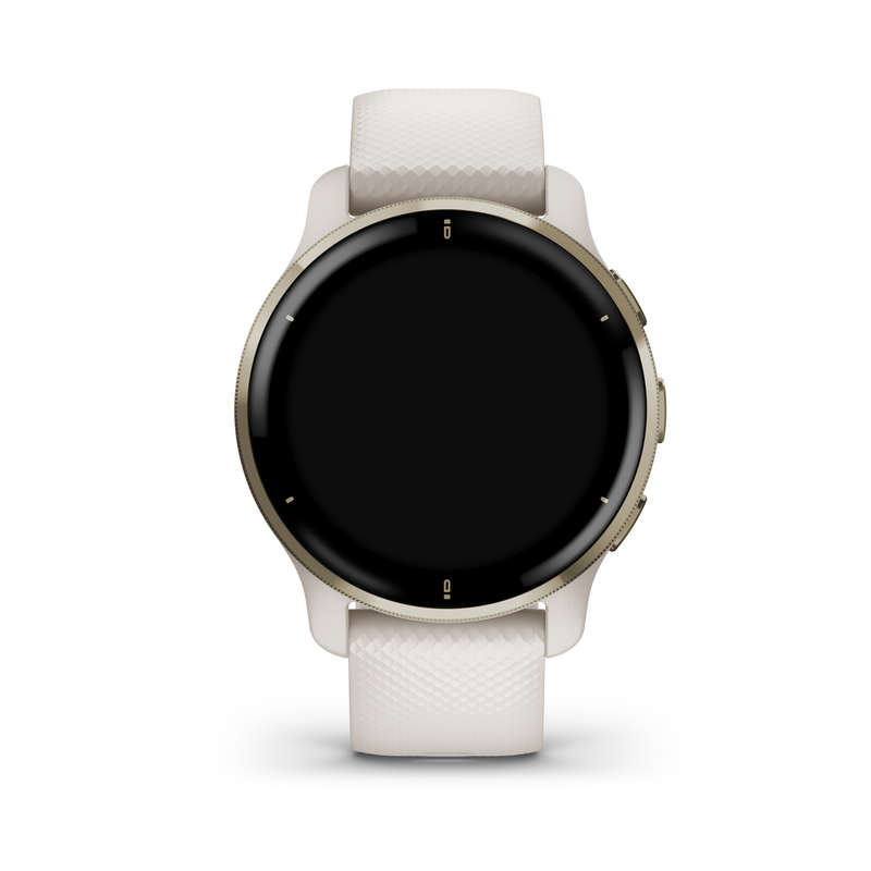 Garmin Venu 2 Plus Cream Gold Stainless Steel Bezel with Ivory Case and Silicone Band Smart Watch