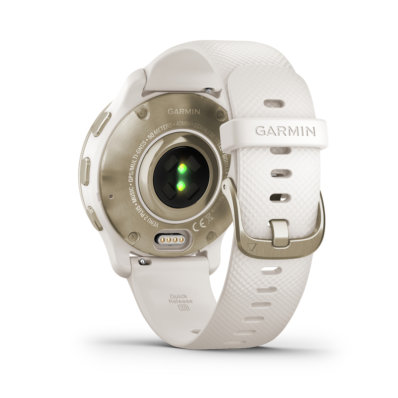 Garmin Venu 2 Plus Cream Gold Stainless Steel Bezel with Ivory Case and Silicone Band Smart Watch