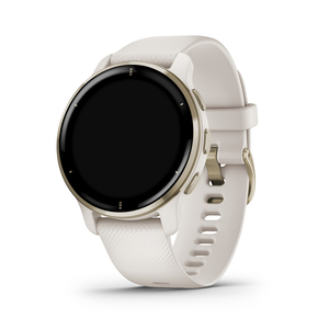 Garmin Venu 2 Plus Cream Gold Stainless Steel Bezel with Ivory Case and Silicone Band Smartwatch