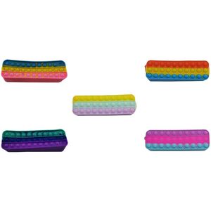 Squizz Toys Pop The Bubble Fidget Pencil Case 3 Lines Rainbow (Assortment - Includes 1)