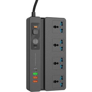 Powerology 4 Ac 3 USB & USB-C PD 35W Multiport Socket with Phone Stand And Timer 2M