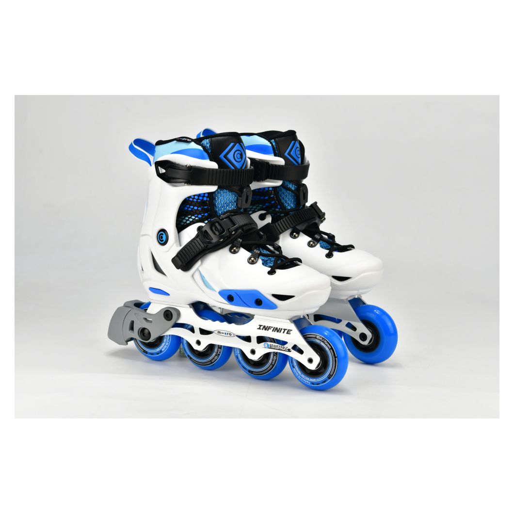Micro Infinite White/Blue Adjustable Inline Skates (Size 37-40 EU)