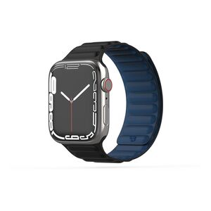 BAYKRON Premium Soft Touch Silicone Magnetic Band Black and Slate Blue for Apple Watch 42/44/45 mm