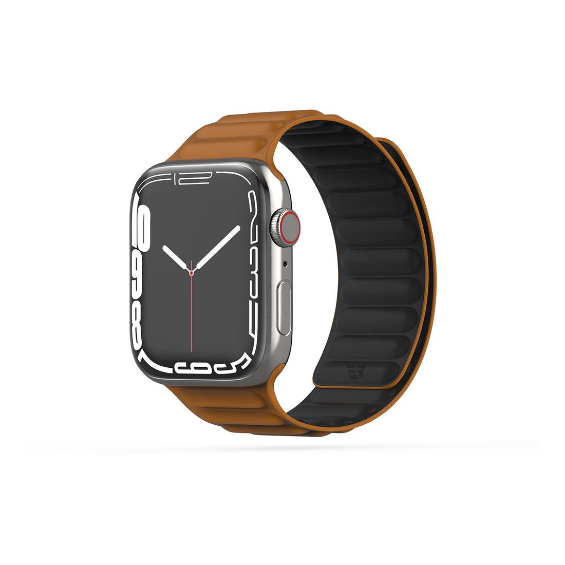 BAYKRON Premium Soft Touch Silicone Magnetic Band Saddle Brown and Black for Apple Watch 38/40/41 mm