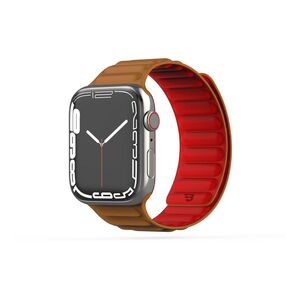 BAYKRON Premium Soft Touch Silicone Magnetic Band Saddle Brown and Red for Apple Watch 38/40/41 mm