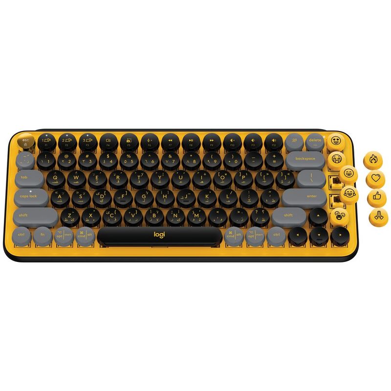Logitech Pop Keys Wireless Mechanical Keyboard With Customizable Emoji Keys Blast Yellow - (Arabic/English)