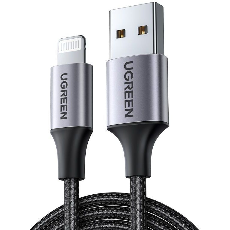 UGreen USB-A to Lightning MFI Cable Nylon Braided 2M - Black