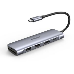 UGreen 6-In-1 USB-C Multifunction Hub with 4K HDMI (HDMI + SD + TF + 2 USB 3.0 + PD) - Grey