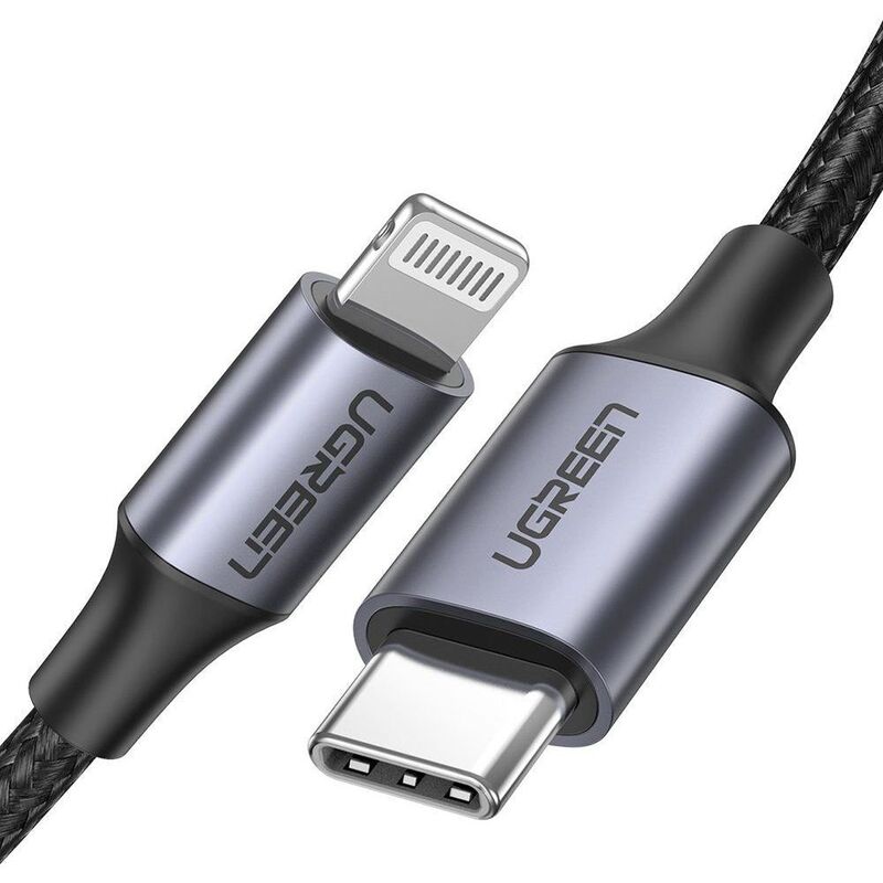 UGreen USB-C to Lightning MFI Cable Nylon Braided 3A PD Fast Charging 2M - Black