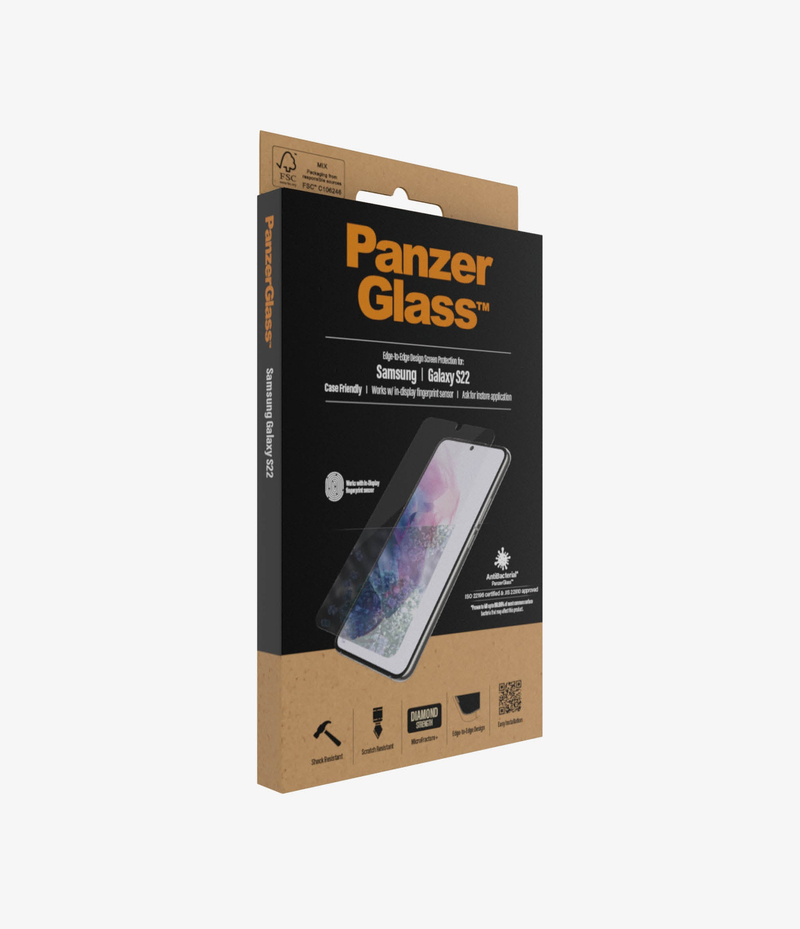PanzerGlass Edge to Edge Case Friendly Screen Protector Black for Samsung Galaxy S22