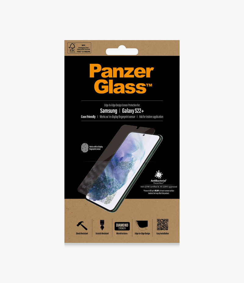 PanzerGlass Edge to Edge Case Friendly Screen Protector Black for Samsung Galazy S22+