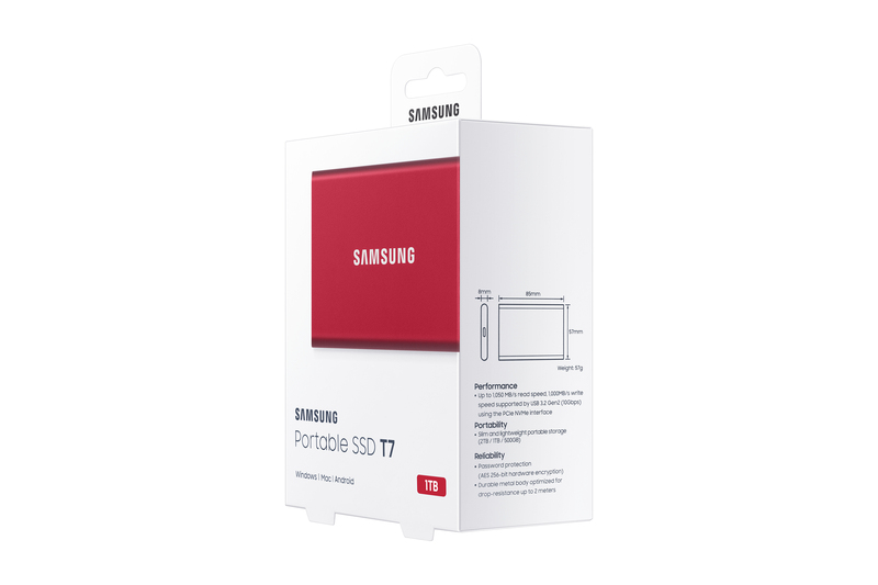 Samsung T7 1TB USB 3.2 Portable SSD - Red