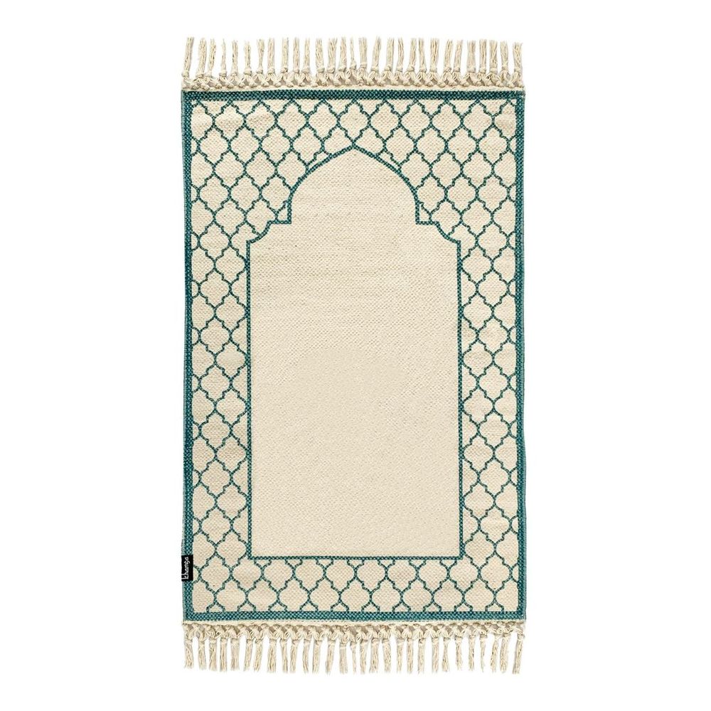 Khamsa Mini Plus Oranic Cotton Prayer Mat with Foam Insert for Children (55 x 100 cm) - Blue