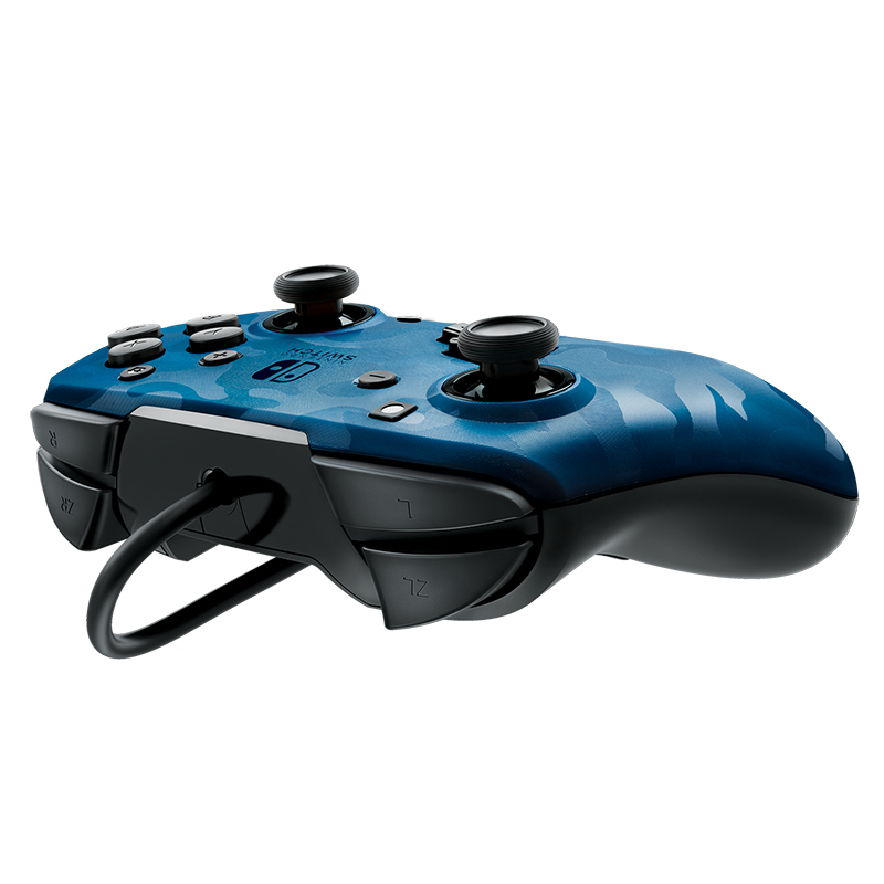 PDP Faceoff Deluxe+ Audio Wired Controller for Nintendo Switch - Blue Camo