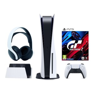 Sony PlayStation PS5 Console + Sony Pulse 3D Headset + Sony Dualsense Charging Station + Gran Turismo 7 - PS5