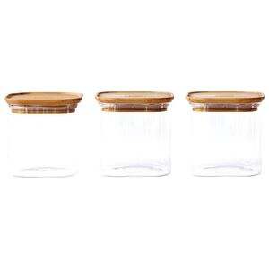 Pebbly Square Glass Stacking Canisters 800ml (Set of 3)