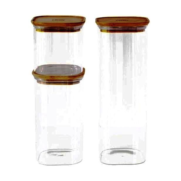 Pebbly Square Glass Jar (Set of 3) (800/1400/2200ml)