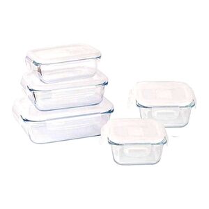 Pebbly Rectangular Glass Food Containers Starter Set (Set of 5)