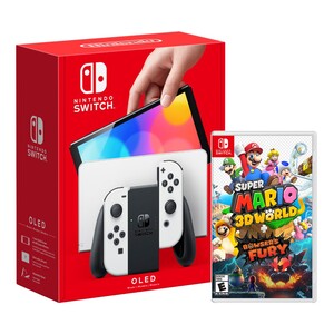 Nintendo Switch OLED White  Joy-Con + Super Mario 3D World/ Bowser's Fury