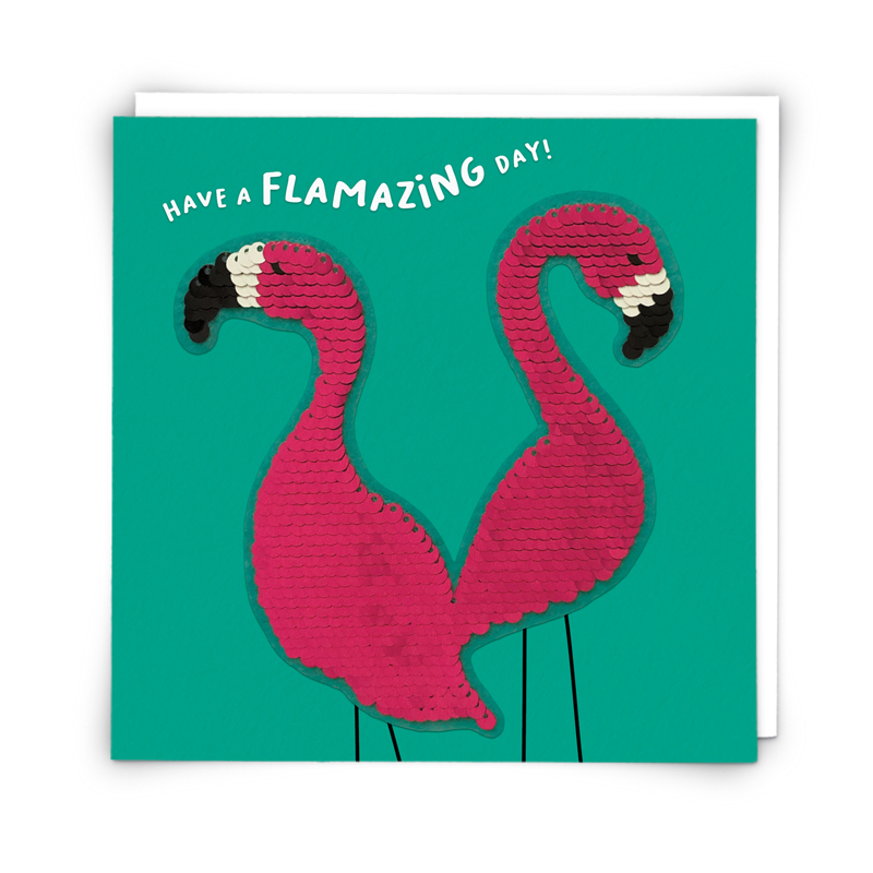 Redback Cards Sequin Flamingo Greeeting Card (16 x 16cm)