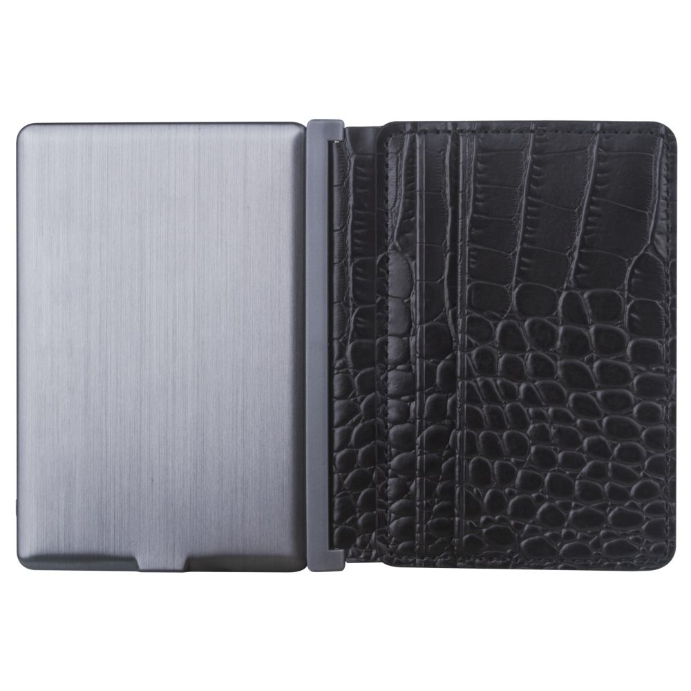 Ine Wallet & Charger Alligator Recycled Leather Black