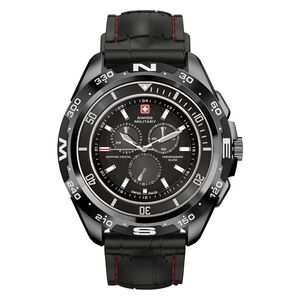Swiss Military SM-WCH-DOM1-S-BLK Round Smart Watch - Black Frame/Black Silicone Strap
