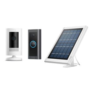 Ring Video Doorbell Wired + Stick Up Cam Battery + Solar Panel for Spotlight Cam Battery (Bundle)