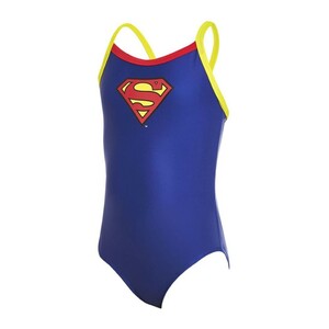 Zoggs Superman Kerrawa Strikeback Junior Girl's Onepiece Swimsuit Blue